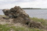 last pile of ice along Moose River shore in Moosonee 2006 June 14